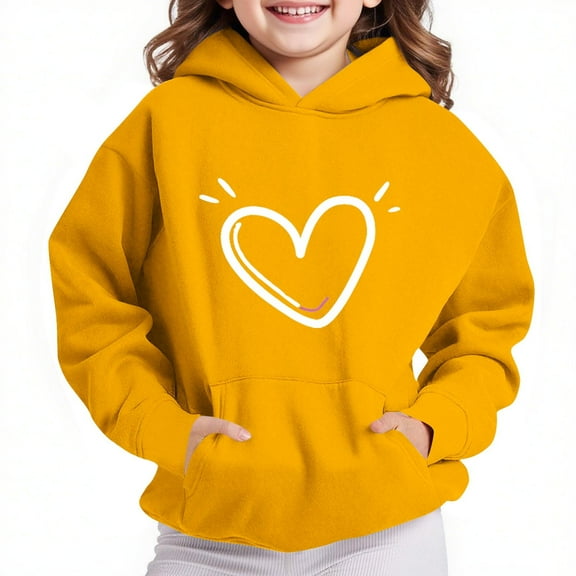 Bnwani Boys Sweatshirts Long Sleeve Fleece Casual Oversized Cute Solid Pocket Yellow Size 8-9 Years