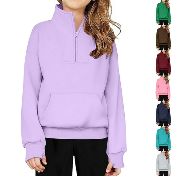 Bnwani Boys Sweatshirts Winter Turtleneck Solid Purple Size 7 Years