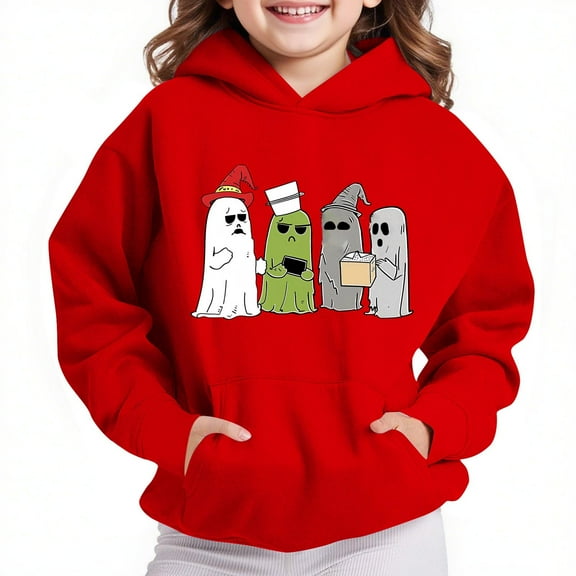 Bnwani Girls Hooded Sweatshirts without Zipper Long Sleeve Fleece Casual Oversized Cute Solid Pocket Red Size 5t
