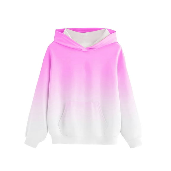 Bnwani Hoodie Sweatshirt for Children Crew Neck Long Sleeve Casual Gradient Print Pocket Purple Size 5t