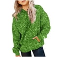 thumbnail image 1 of Bnwani Kids Hoodie Sweatshirt Crew Neck Long Sleeve Fleece Casual Print Pocket Green Size 7 Years, 1 of 5