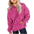thumbnail image 1 of Bnwani Kids Hoodie Sweatshirt Crew Neck Long Sleeve Fleece Casual Print Pocket Pink Size 3-4t, 1 of 5