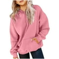 thumbnail image 1 of Bnwani Kids Hoodie Sweatshirt Crew Neck Long Sleeve Fleece Casual Solid Print Pocket Pink Size 3-4t, 1 of 5