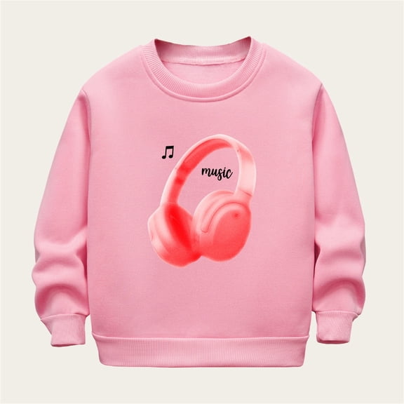 Bnwani Pullover Sweatshirts for Girls Crew Neck Long Sleeve Fleece Casual Comfortable Print Pink Size 8-9 Years