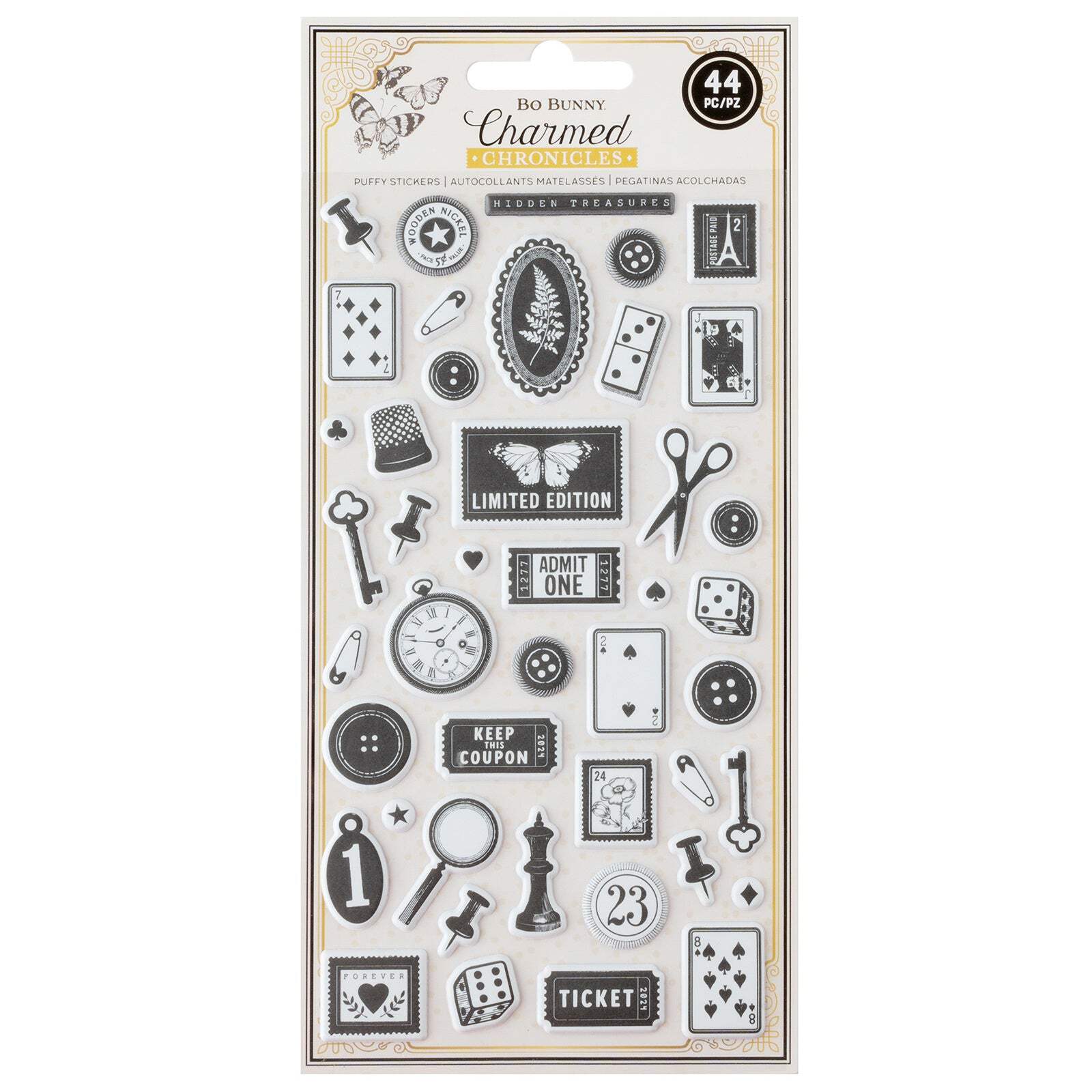 Bo Bunny Charmed Chronicles Puffy Stickers-Icons - Walmart.com