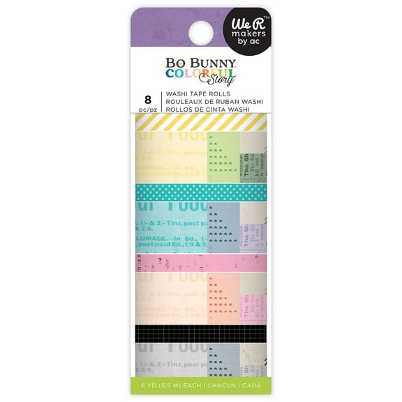 Bo Bunny Colorful Story Washi Tape-8 Pieces