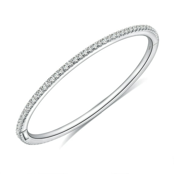 Bo.Dream 3.0ct Moissanite Bangle Bracelets for Women, S925 Sterling Silver Round Cut Diamond Bangle