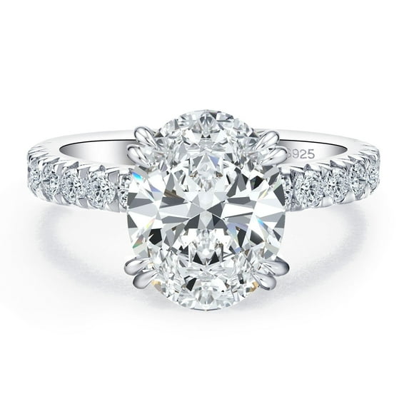 Bo.Dream Moissanite Engagement Ring 5ct Oval Cut D Color 925 Sterling Silver Wedding Rings for Women