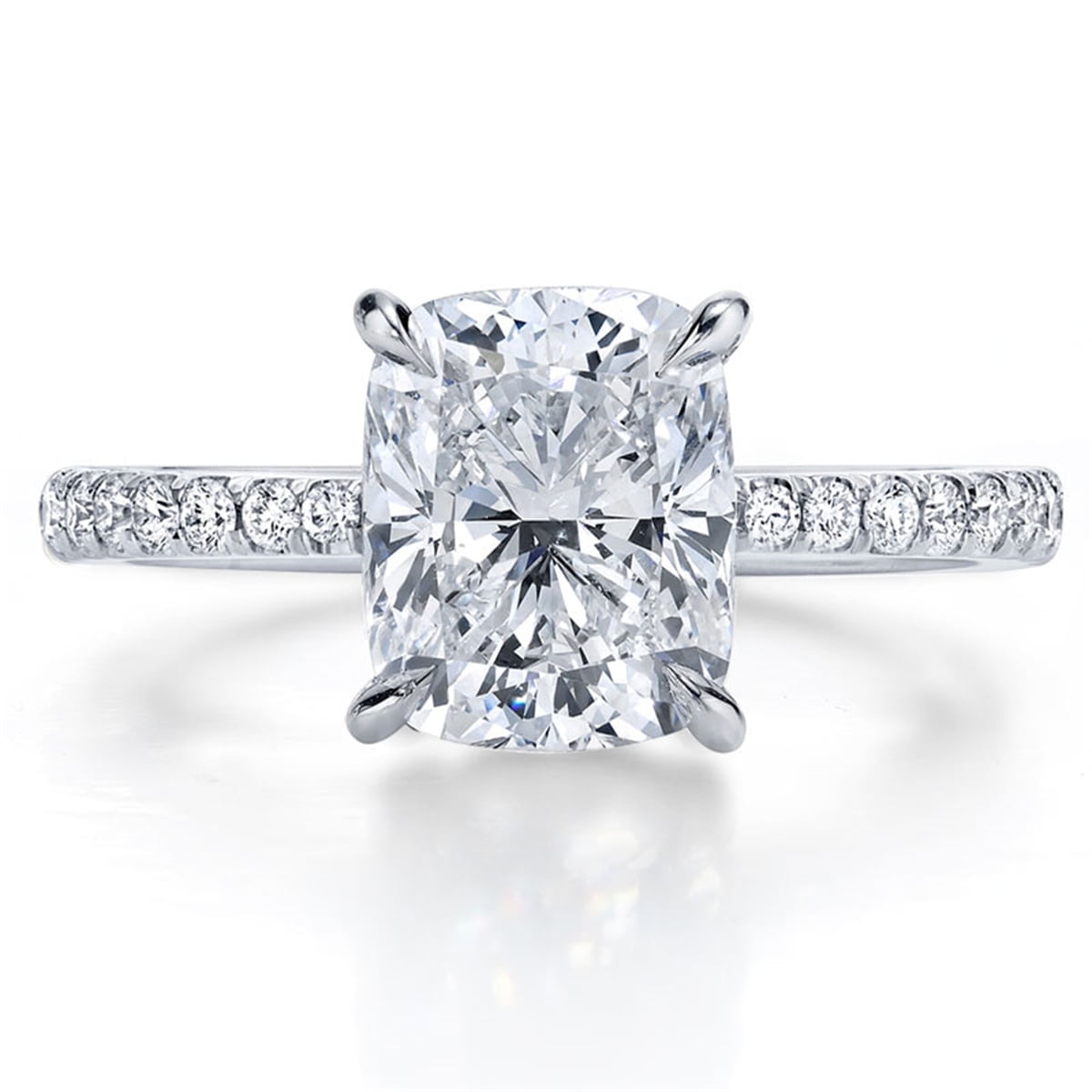 Bo.Dream Moissanite Engagement Rings for Women Elongated Cushion Cut 4ct D Color 925 Sterling Silver