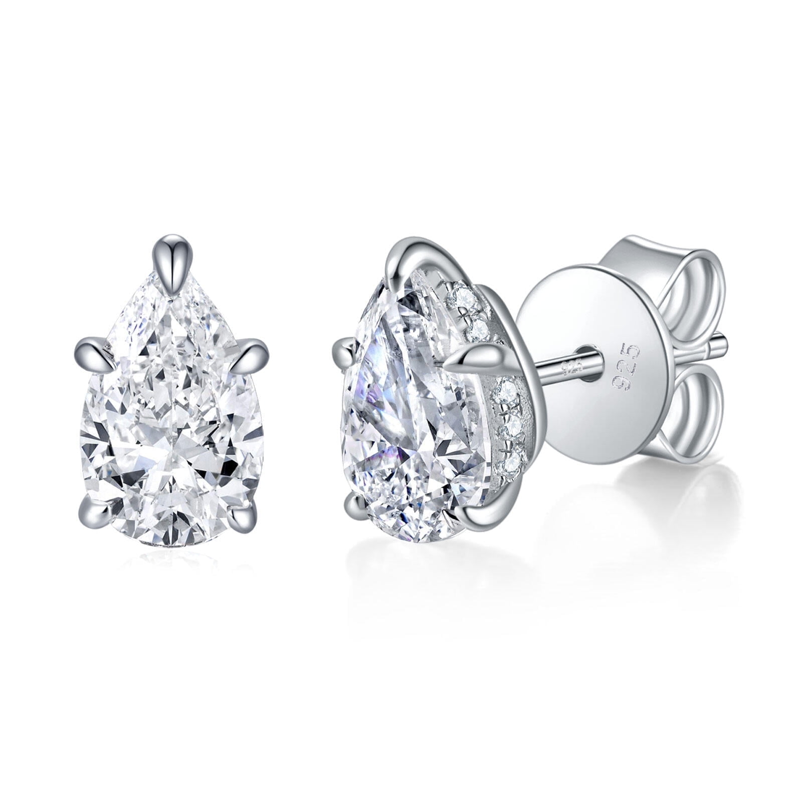 Bo.Dream Moissanite Stud Earrings for Women 2ct Pear Cut Lab Created Diamond S925 Sterling Silver