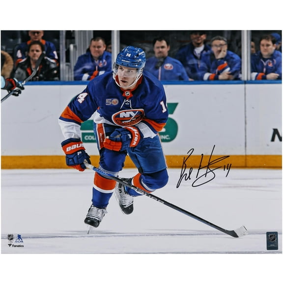 Bo Horvat New York Islanders Autographed 16" x 20" Blue Jersey Skating Photograph - Fanatics Authentic Certified