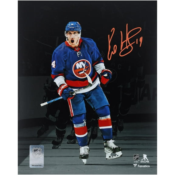 Bo Horvat New York Islanders Autographed 8" x 10" Blue Jersey Celebrating Spotlight Photograph - Fanatics Authentic Certified