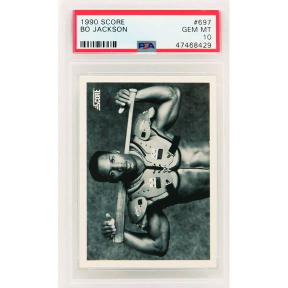 Bo Jackson 1990 Score Baseball #697 B&W Bat On Shoulder Pads Card - PSA 10 GEM MINT
