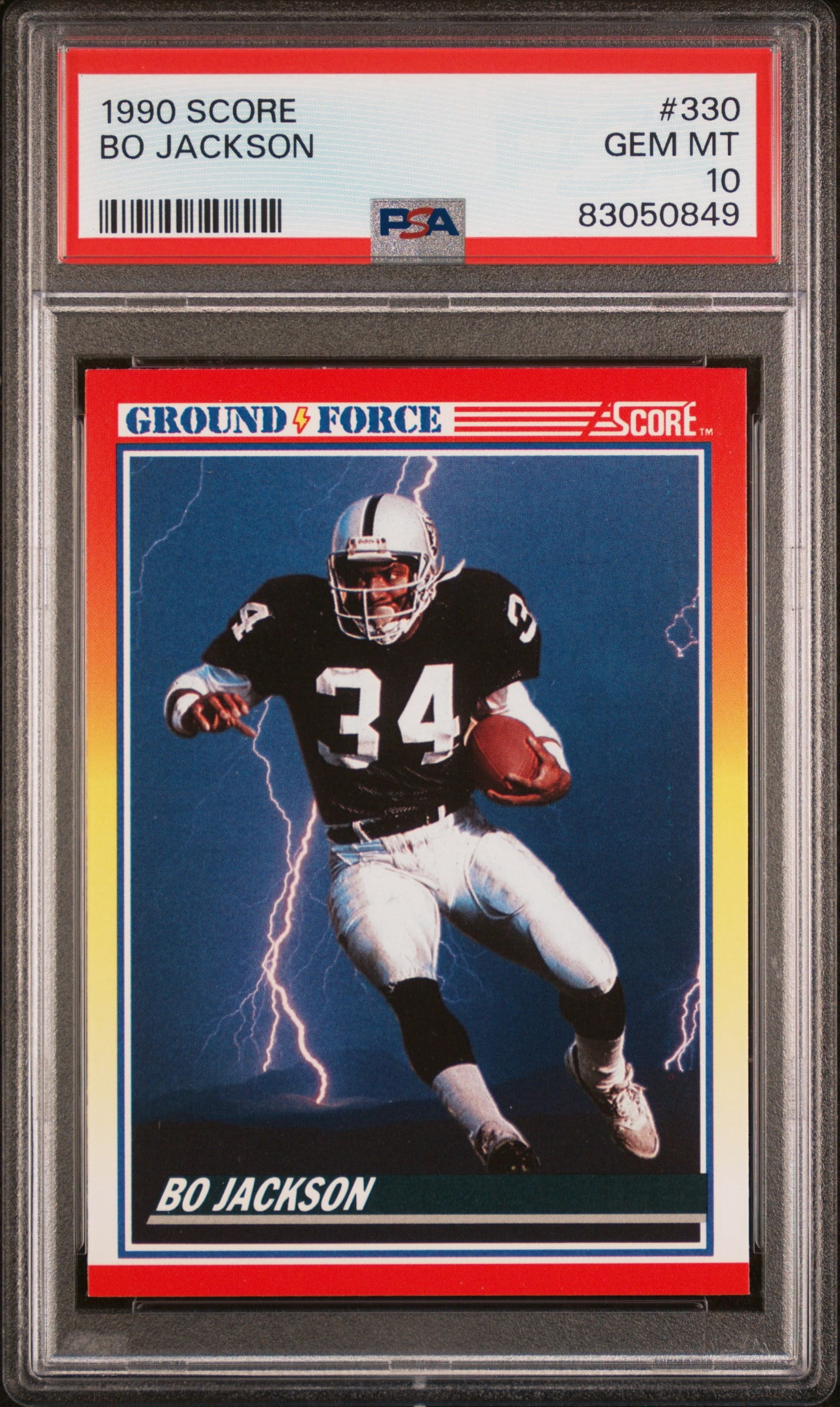 Bo Jackson 1990 Score Ground Force Football Card #330 Graded PSA 10 ...