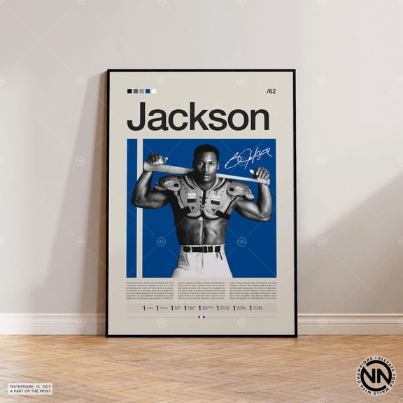 Bo Jackson LA Raiders Baseball Prints Player Gift Wall Decor Sports Bedroom, Unframed Poster