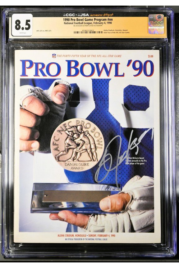 Bo Jackson Signed 1990 NFL Pro Bowl Game Program CGC 8.5 JSA