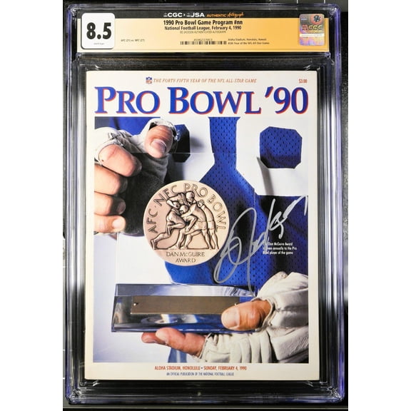 Bo Jackson Signed 1990 NFL Pro Bowl Game Program CGC 8.5 JSA