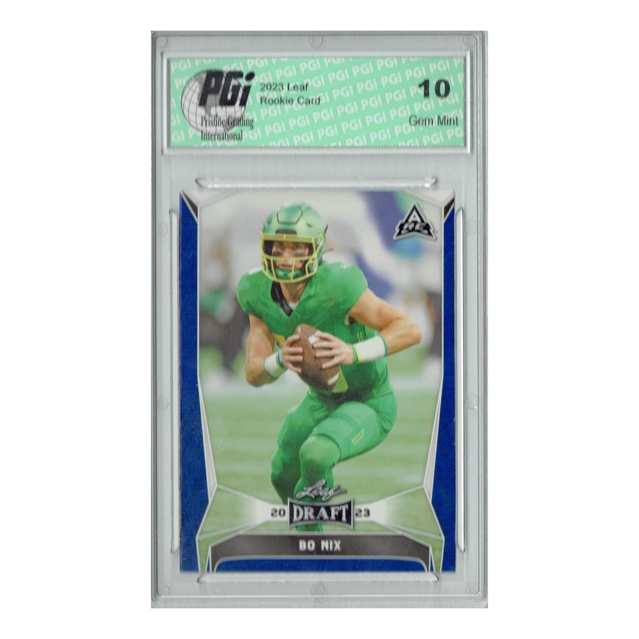 Bo Nix 2023 Leaf Football #32 Blue SP Rookie Card PGI 10