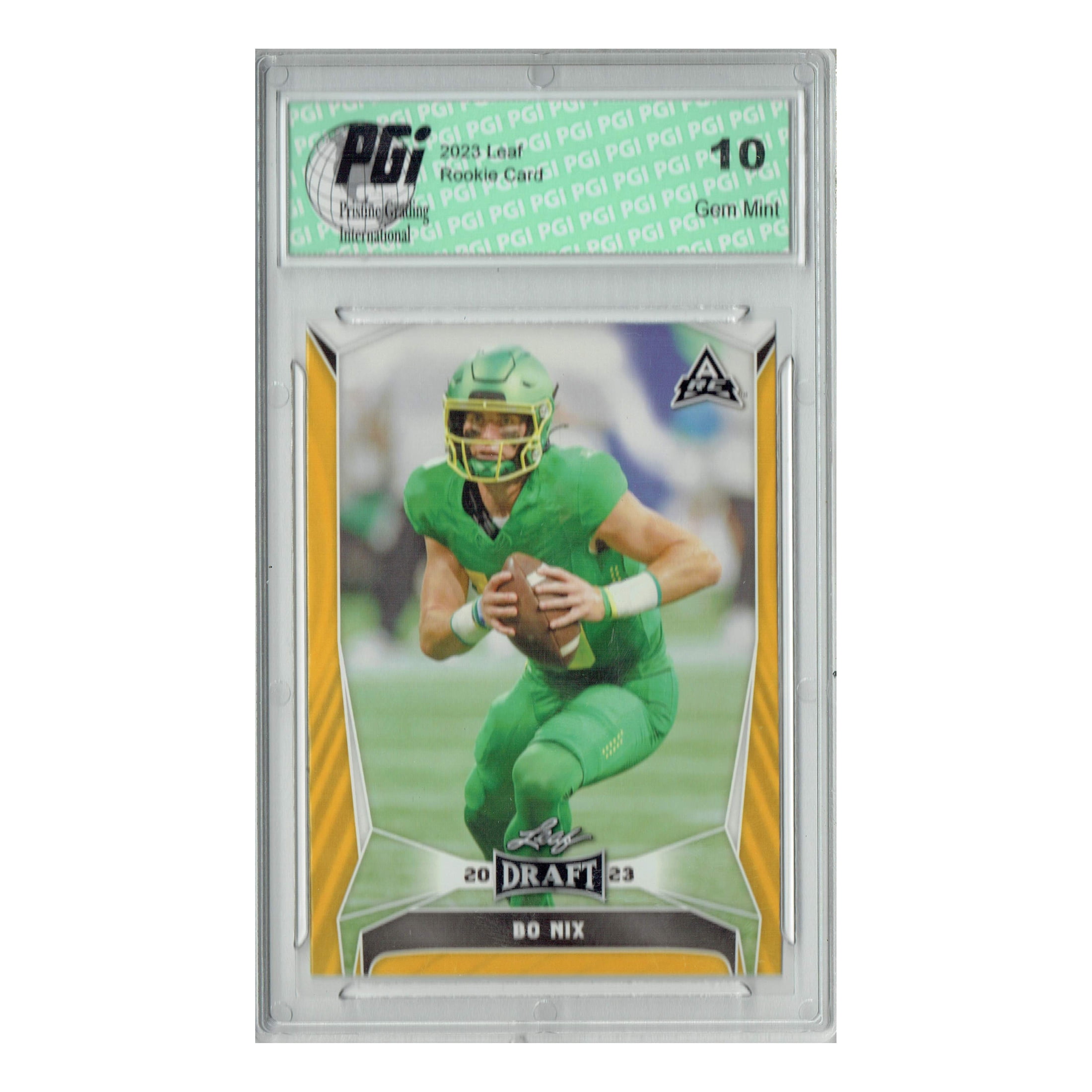 Bo Nix 2023 Leaf Football #32 Gold SP Rookie Card PGI 10