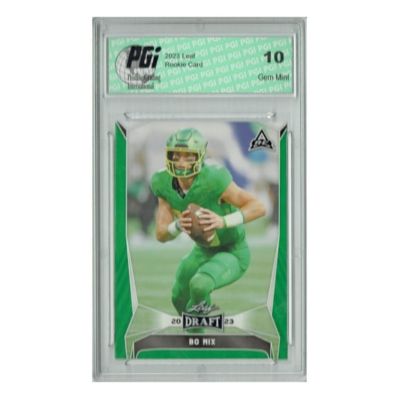 Bo Nix 2023 Leaf Football #32 Green SP Rookie Card PGI 10