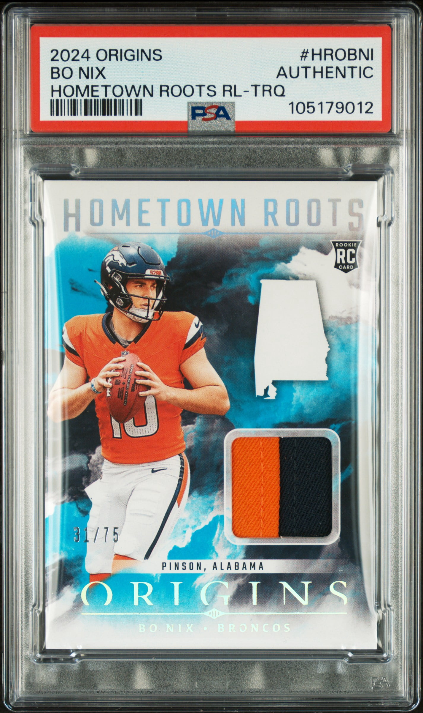 Bo Nix 2024 Panini Origins Hometown Roots Patch Football Rookie Card # ...