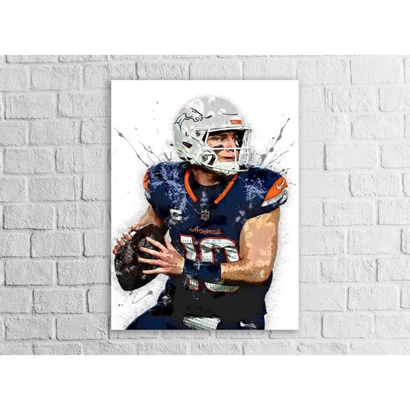 Bo Nix Denver Broncos Fine Art Man Cave Decor, Unframed Poster