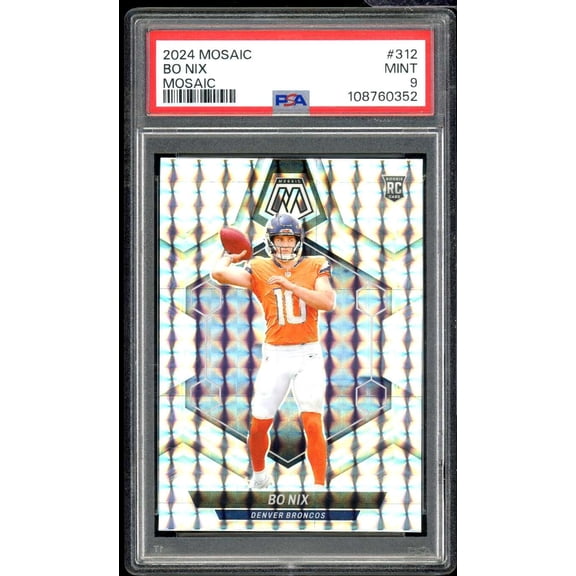 Bo Nix Rookie Card 2024 Mosaic #312 PSA 9