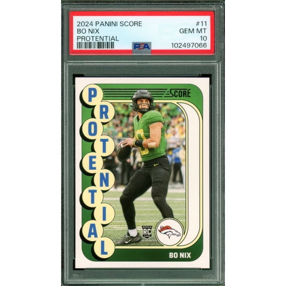 Bo Nix Rookie Card 2024 Panini Score Protential #11 PSA 10