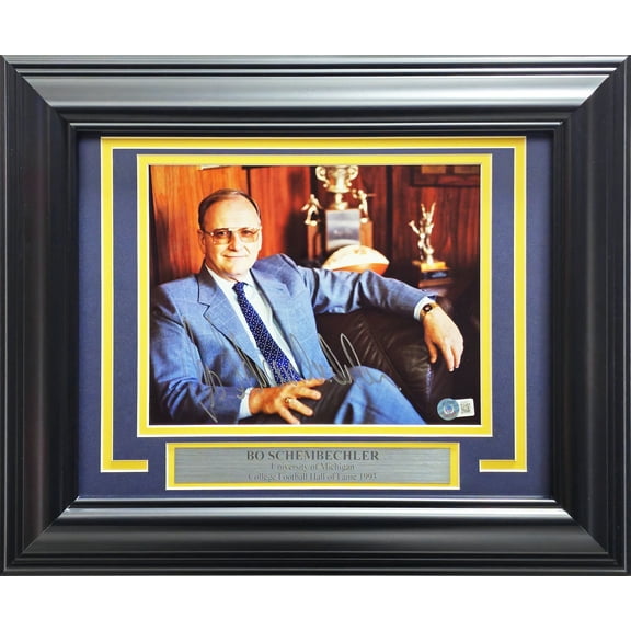 Bo Schembechler Autographed Framed 8x10 Photo Michigan Wolverines Beckett BAS QR #BL93977