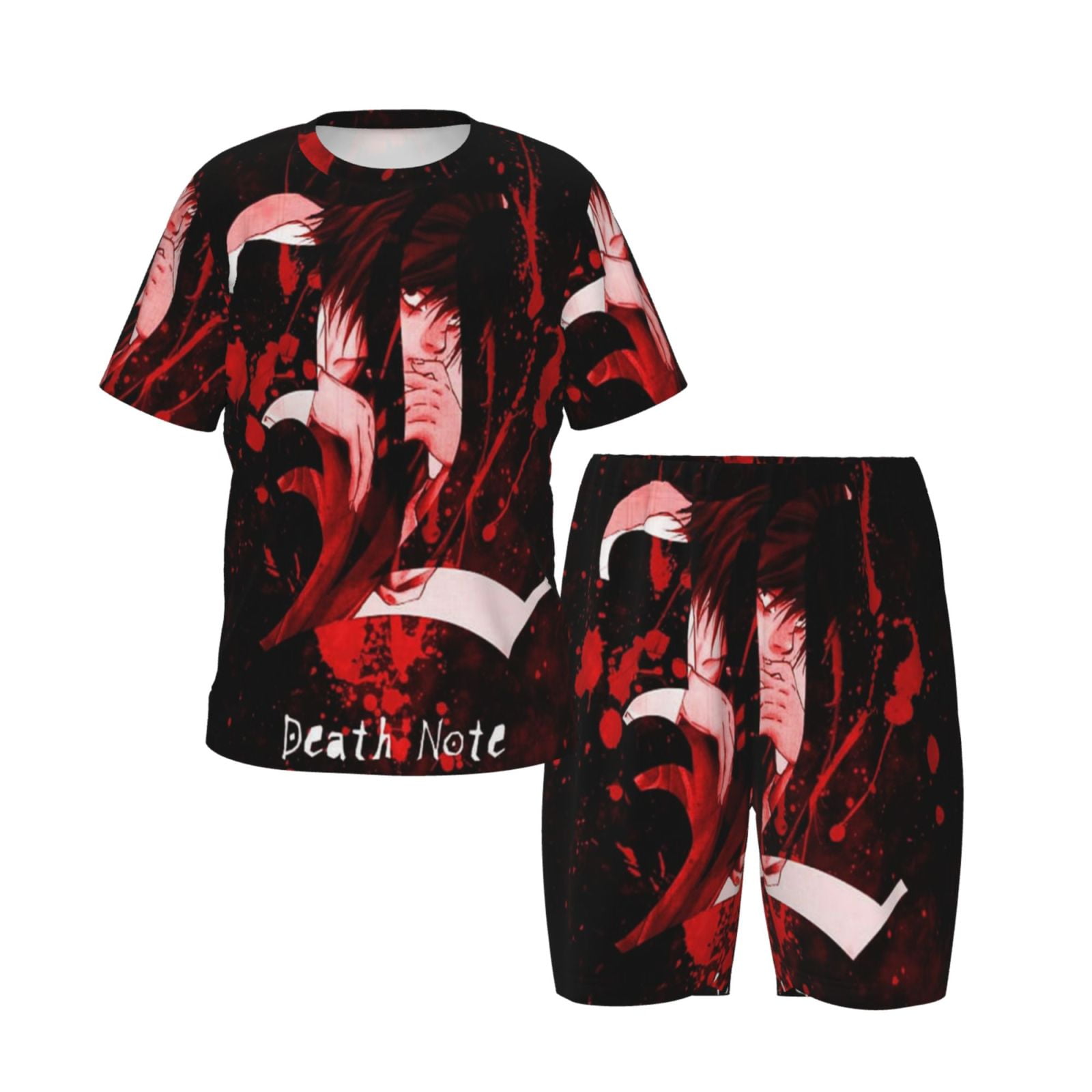 Bo-Ys Gir-Ls Death N0-Te Pajamas Set Cartoon Shirt With Shorts Set ...