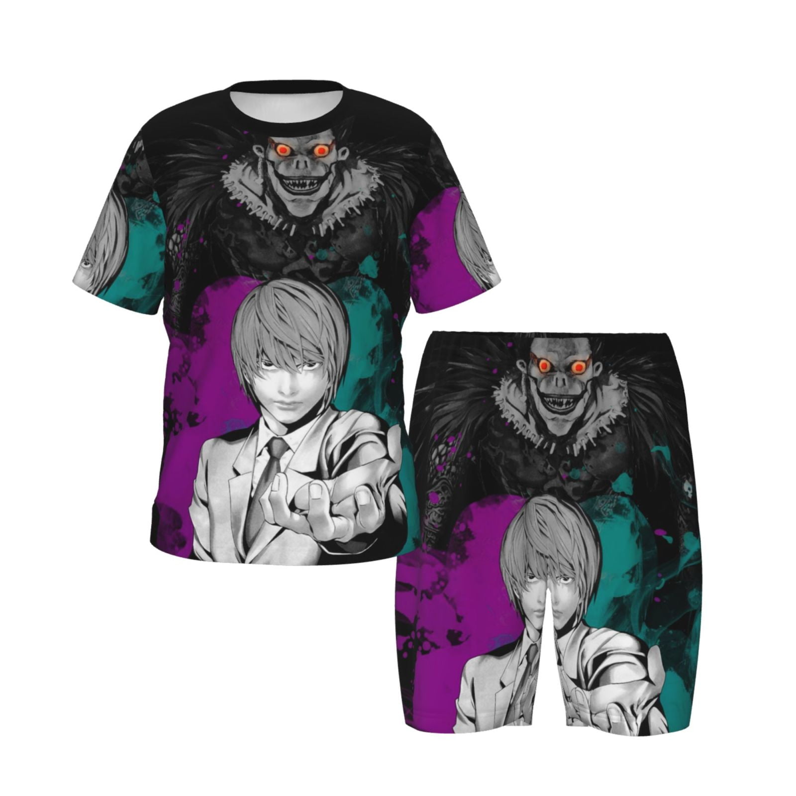 Bo-Ys Gir-Ls Death N0-Te Pajamas Set Cartoon Shirt With Shorts Set ...