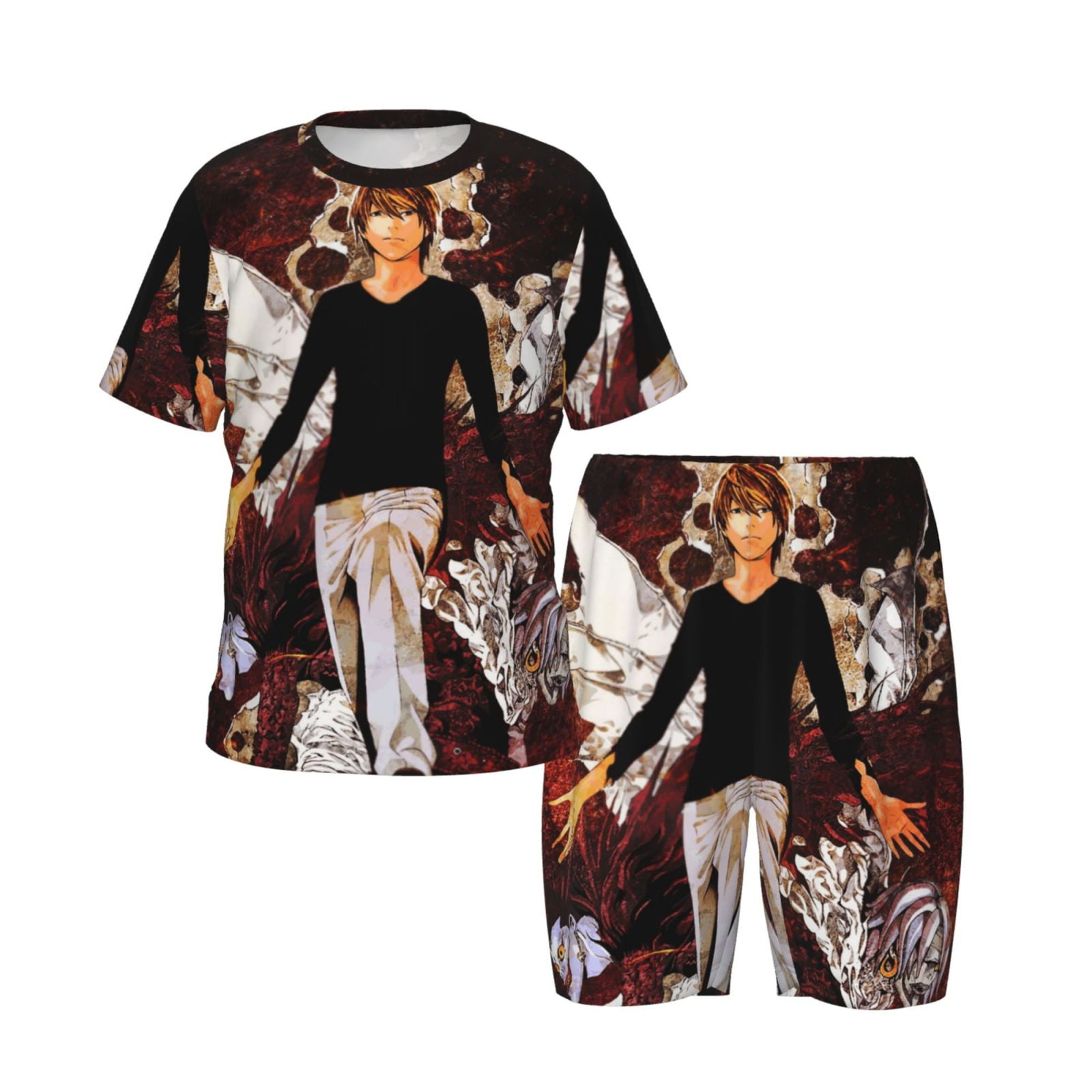 Bo-Ys Gir-Ls Death N0-Te Pajamas Set Cartoon Shirt With Shorts Set ...