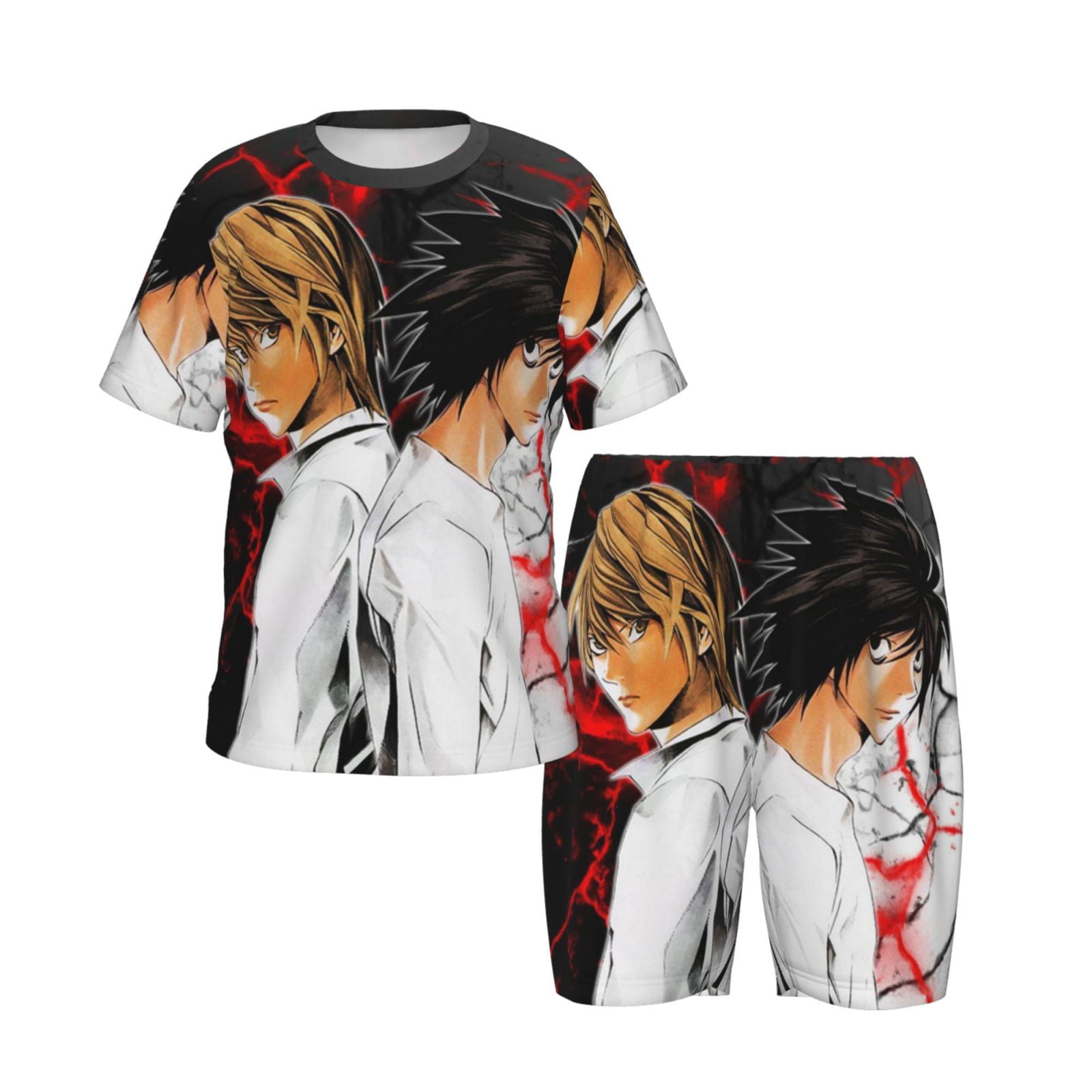 Bo-Ys Gir-Ls Death N0-Te Pajamas Set Cartoon Shirt With Shorts Set ...