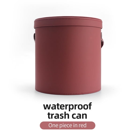 Bo xiang Premium Leather Car Trash Can 3L, Detachable Hanging Design Waterproof Auto Garbage Bin, Multicolor Optional Vehicle Interior Waste Storage Bucket