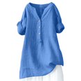 thumbnail image 1 of BODOAO Solid Linen Tops for Women Gauze Tops Tunic Tops Beach Casual Summer Tops Business Tank Loose Fit Blouses Spring Loose Fit Camisole Casual Tops V Neck Shirt Basic Tee Shirt Elbow-Length Xx3Xl, 1 of 9