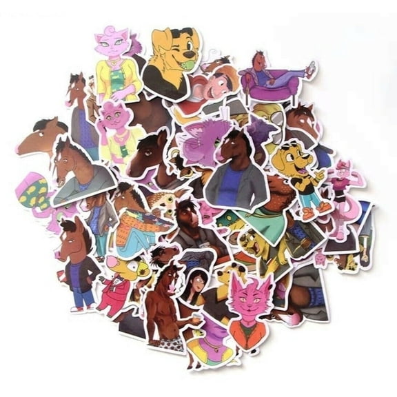 BoJack Horseman Cartoon Series Themed Set of 58 Assorted Stickers Decal Set