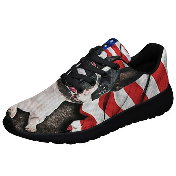 BoStn Terrier American flag Patriot Shoes Sneakers Black Size 8