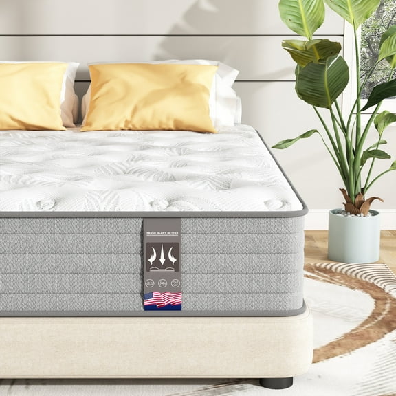 JYYA88BB Queen Mattress 12 inch Medium Firm Individually Wrapped Pocket Coils Innerspring Mattress, Support & Pressure Relief,with Handles