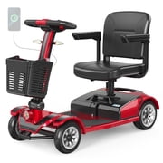 BoVellt Foldable Four Wheel Mobility Scooter for Elderly Removable Battery Long Range Electric Scooter Adjustable Swivel Seat Anti Explosion Solid Tires Heavy Duty Mobility Aid for Seniors