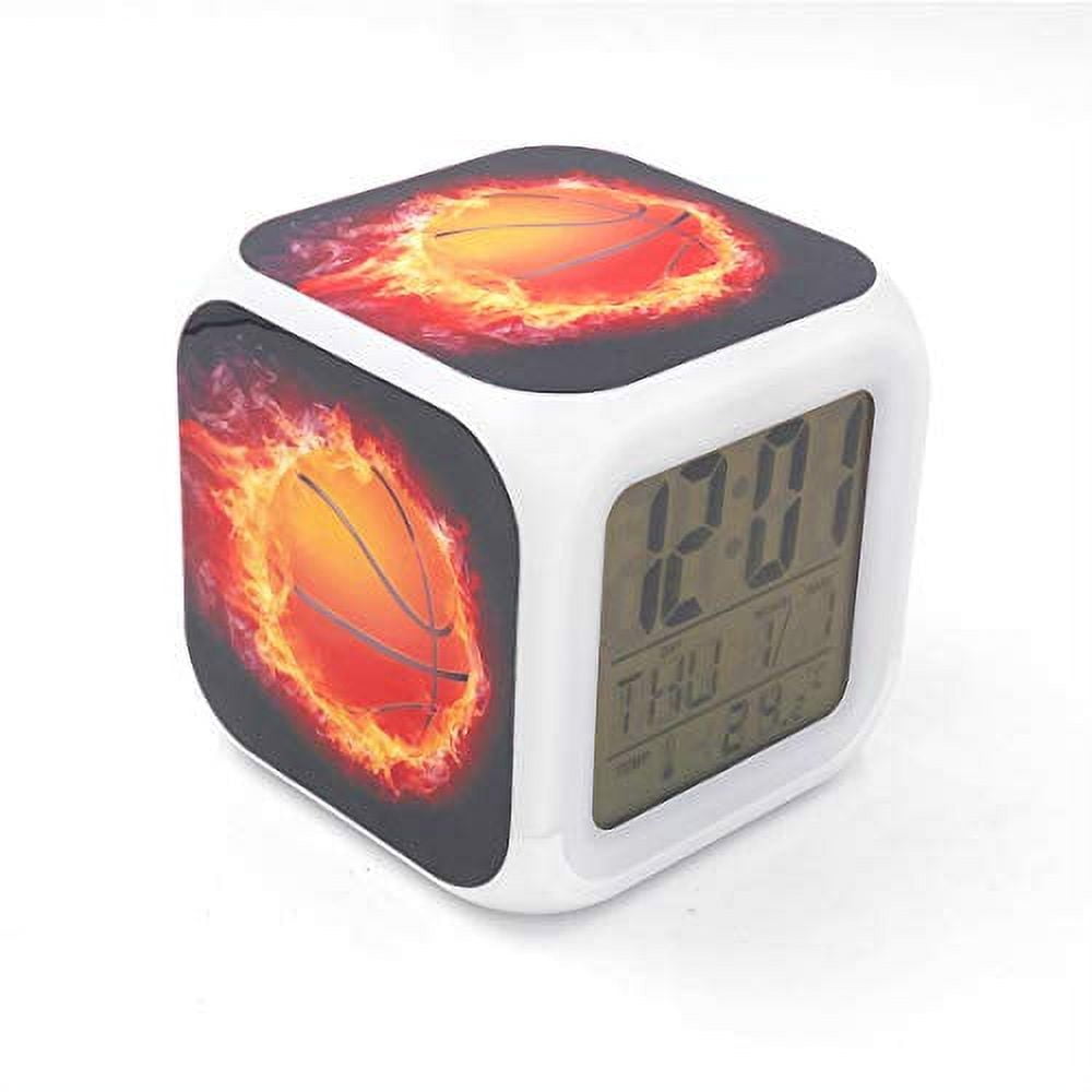 BoWay 3ï1/4‚Desk & Shelf Clock Basketball Fire Digital Alarm Clock with ...