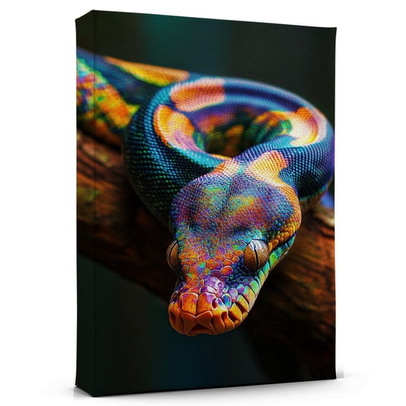 Boa Constrictor Black Canvas Wall Art Animal Decor, Boa Constrictor Black Canvas Prints Wild Animal Artwork for Living Room Bedroom Office 190HD86