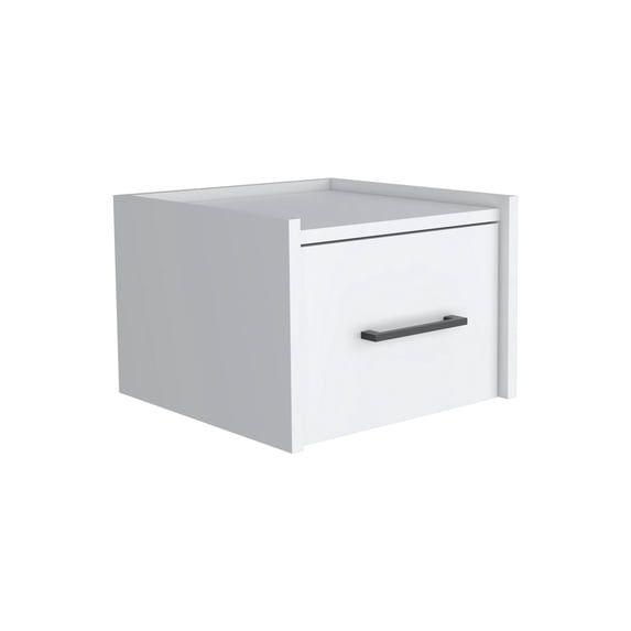 Boa Floating Nightstand, Wall-Mounted Single Drawer Design with Handle White