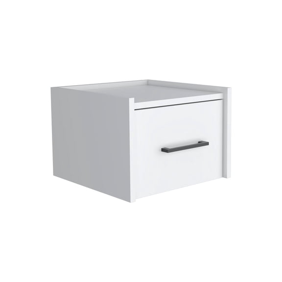 Boa Floating Nightstand, Wall-Mounted Single Drawer Design with Handle White