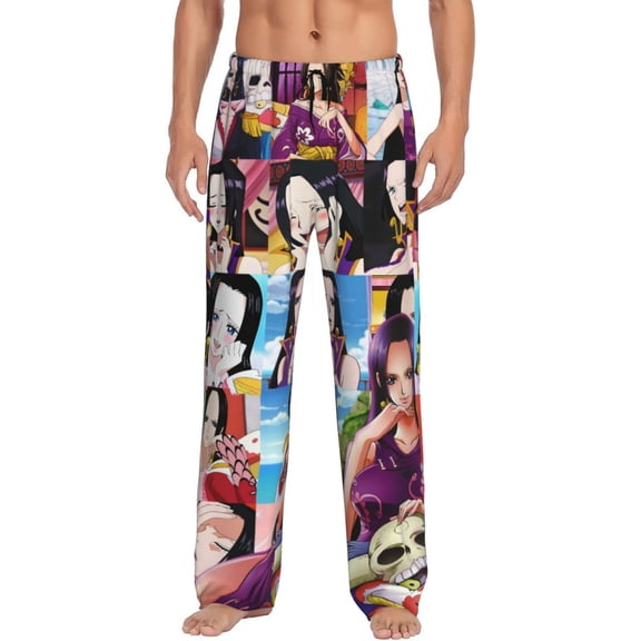 Boa Hancock Men's Pajama Pants Cartoon All Over Print Elastic Waistband Sleep Pants with Pockets Drawstring, Soft Unisex Lounge Bottoms Sleepwear