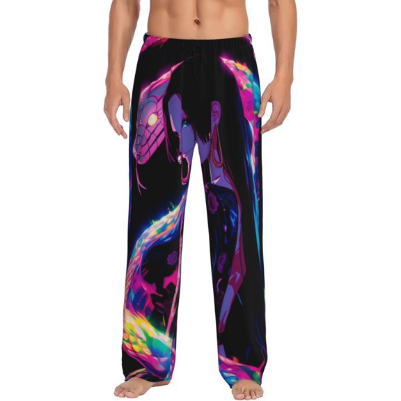 Boa Hancock Men's Pajama Pants Cartoon All Over Print Elastic Waistband Sleep Pants with Pockets Drawstring, Soft Unisex Lounge Bottoms Sleepwear