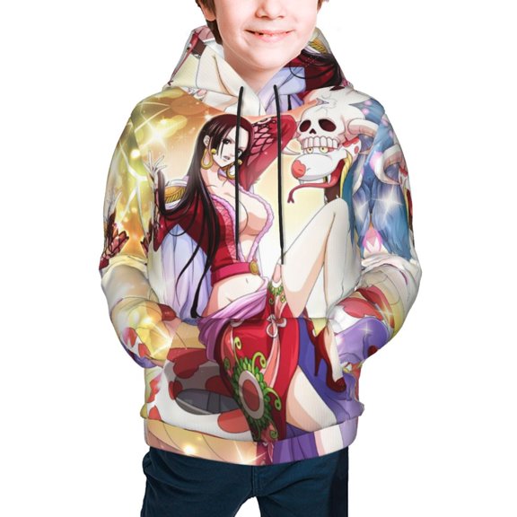 Boa Hancock Teen Boys Girls Hoodies 3D Printed Cool Long Sleeve Hooded Pullover Lightweight Sweatshirt for Kids Youth