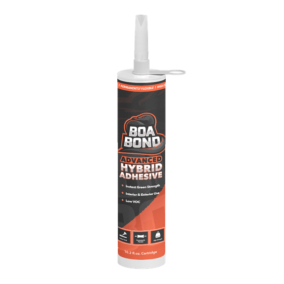 BoaBond Advanced Hybrid Adhesive - Multi-Purpose, Fast Grab, Easy Vertical Installation - Heavy Duty for Construction, Commercial, Caulk, Sealant, or Industrial Applications - Set of 2-10.2oz White