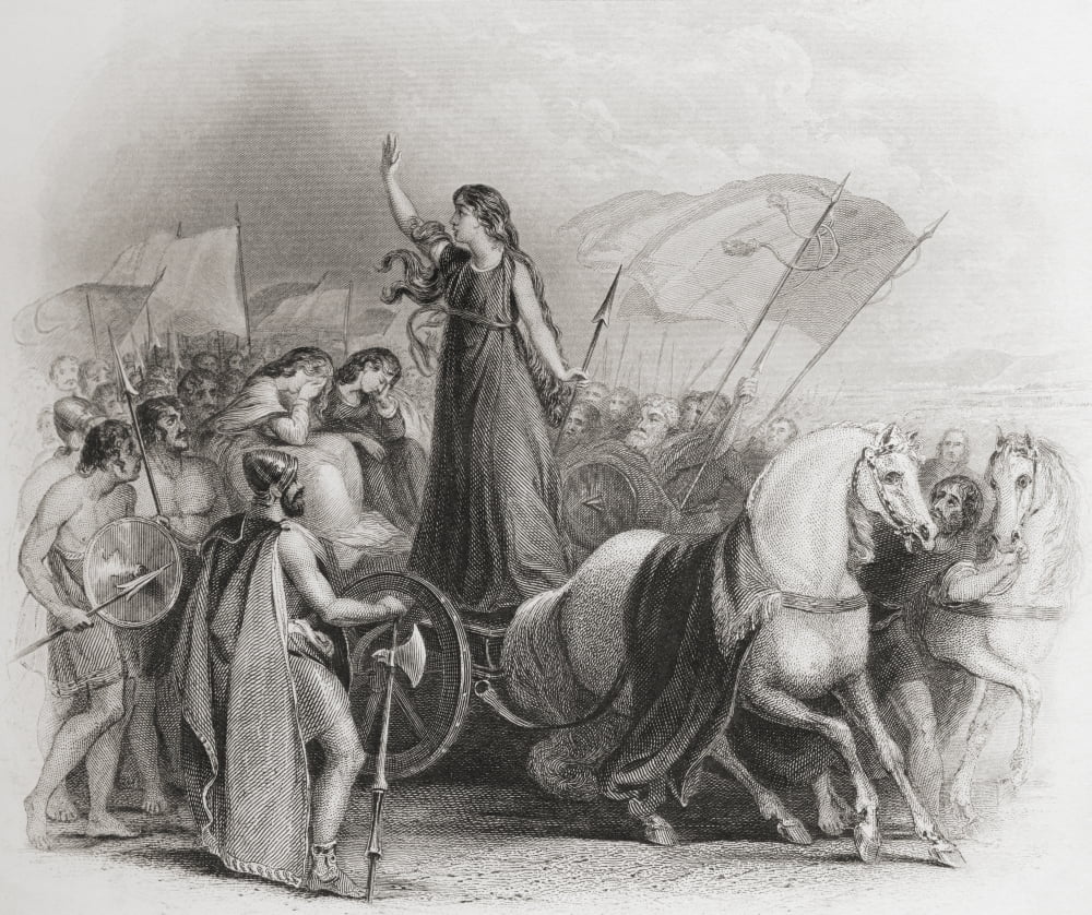 Boadicea Haranguing The Britons Boudica - D Ad 60 Or 61 Queen Of The British Iceni Tribe From The History Of England Published 1859 Canvas Art - Ken Welsh Design Pics (32 x 28)