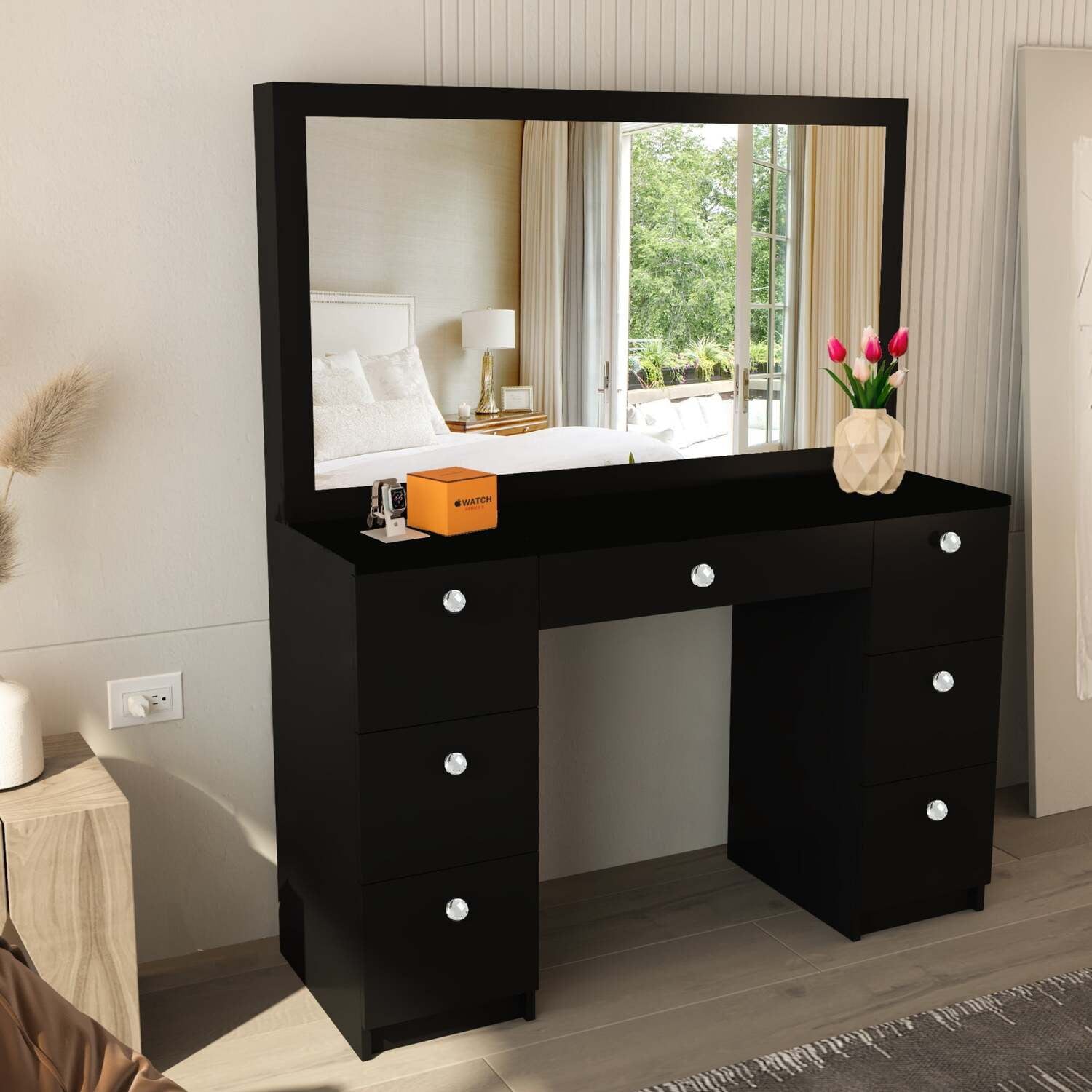 Boahaus Artemisia Vanity Makeup Desk with 7 Drawers, FullWidth