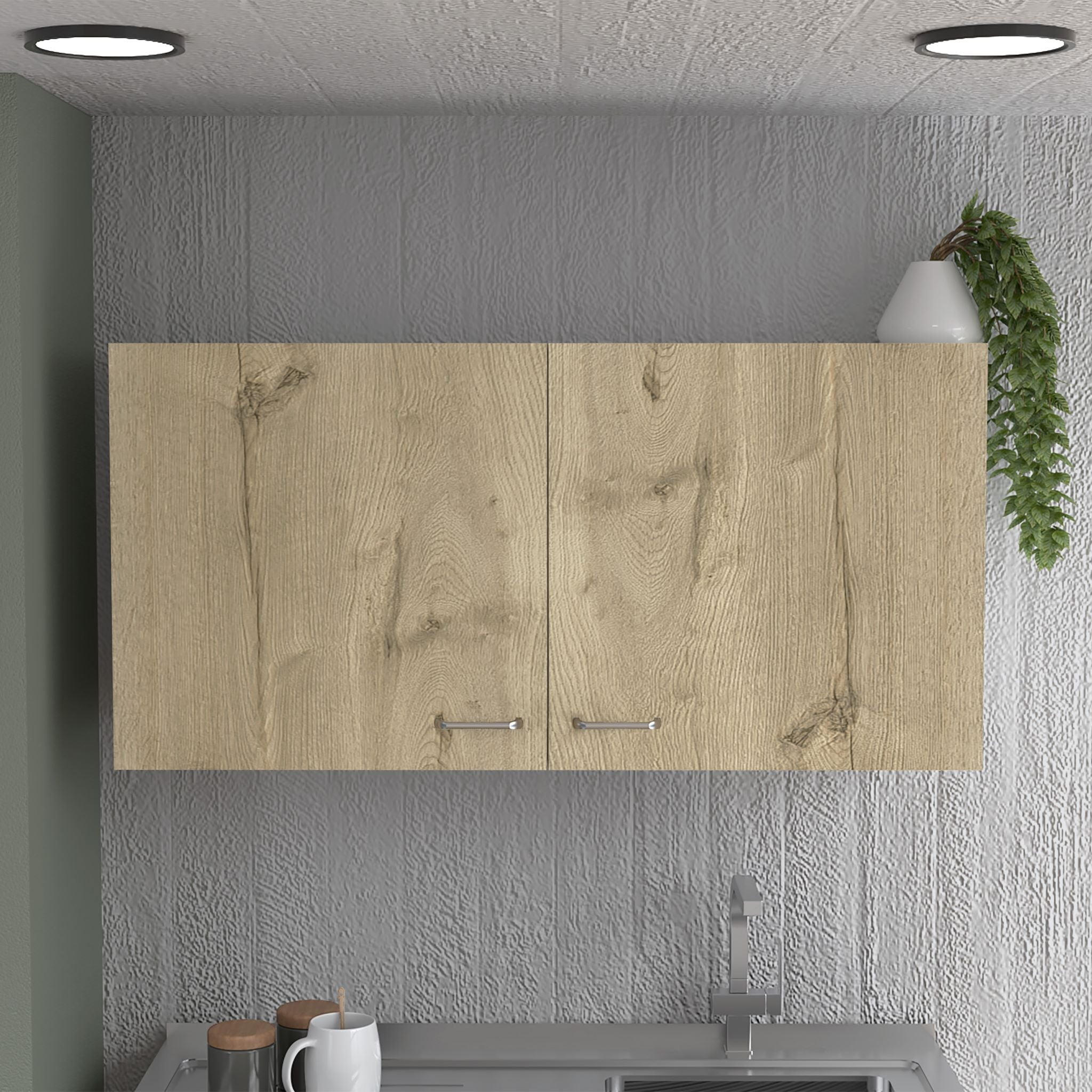 Boahaus Avignon Wall Cabinet (White-Light Oak)